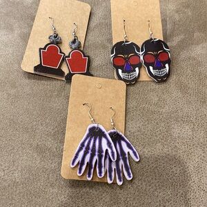 Bundle of faux leather Halloween earrings